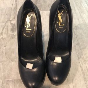 YSL black leather pumps